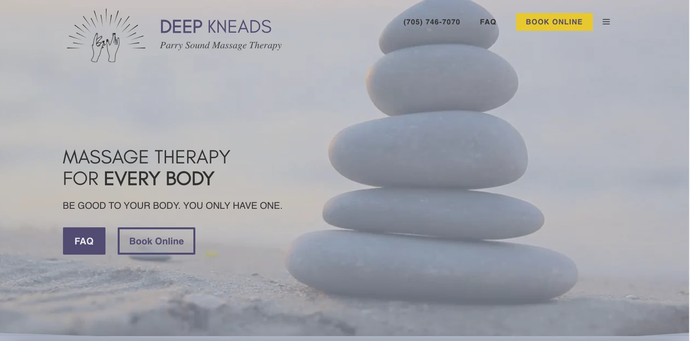 massage therapy website design